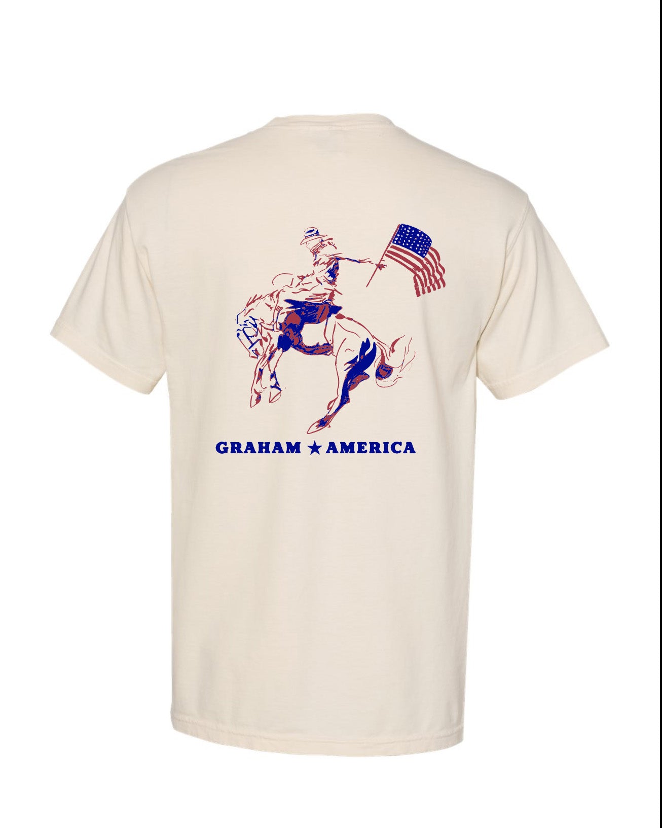 Graham America Bucking Horse Pocket Tee | Ivory
