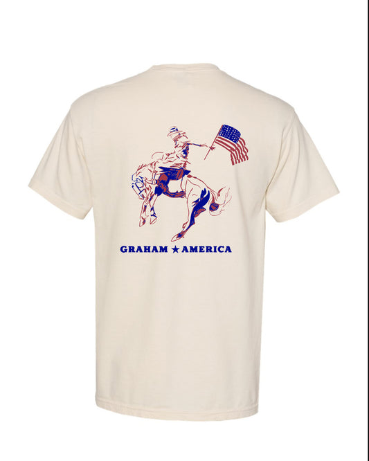 Graham America Bucking Horse Pocket Tee | Ivory
