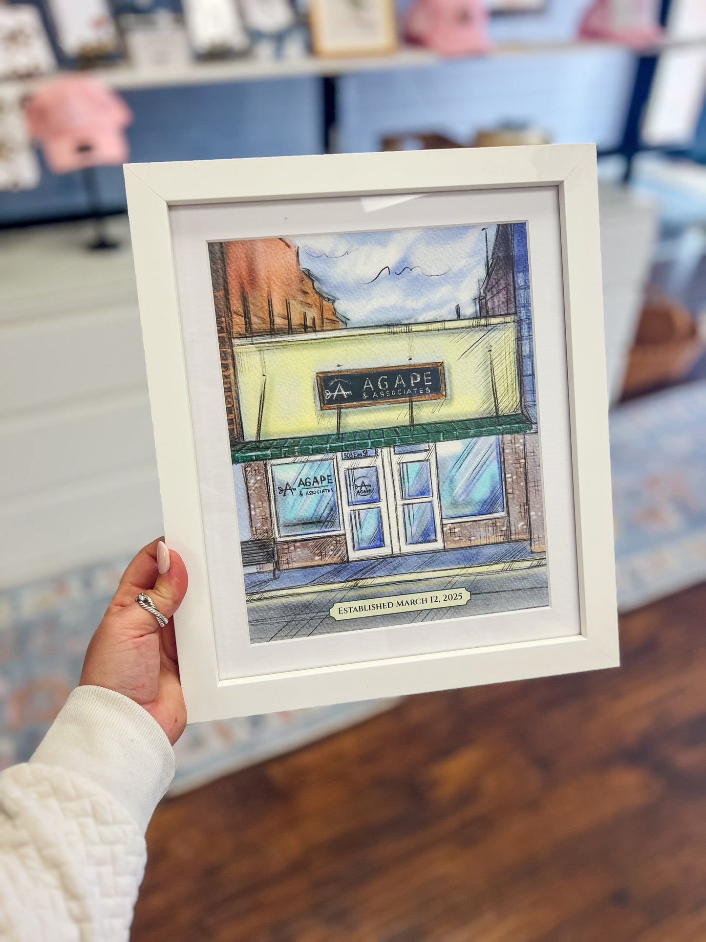 Custom Framed Building Watercolor | Choose your Frame Finish