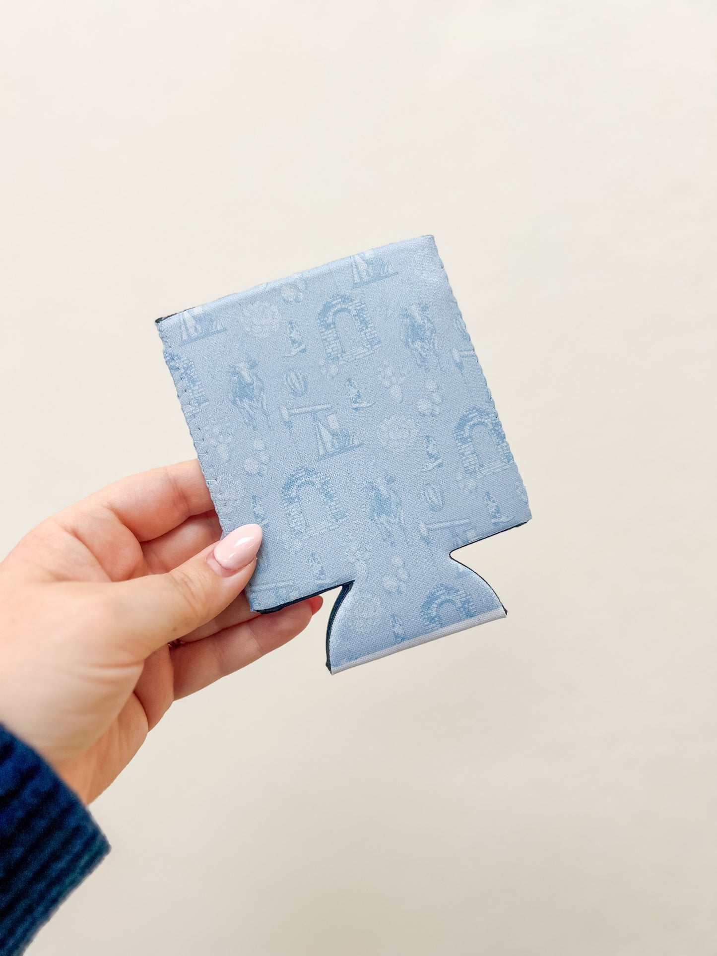 Graham Toile Blue & White Can Koozie