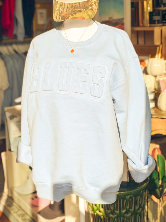 BLUES Embossed Crewneck