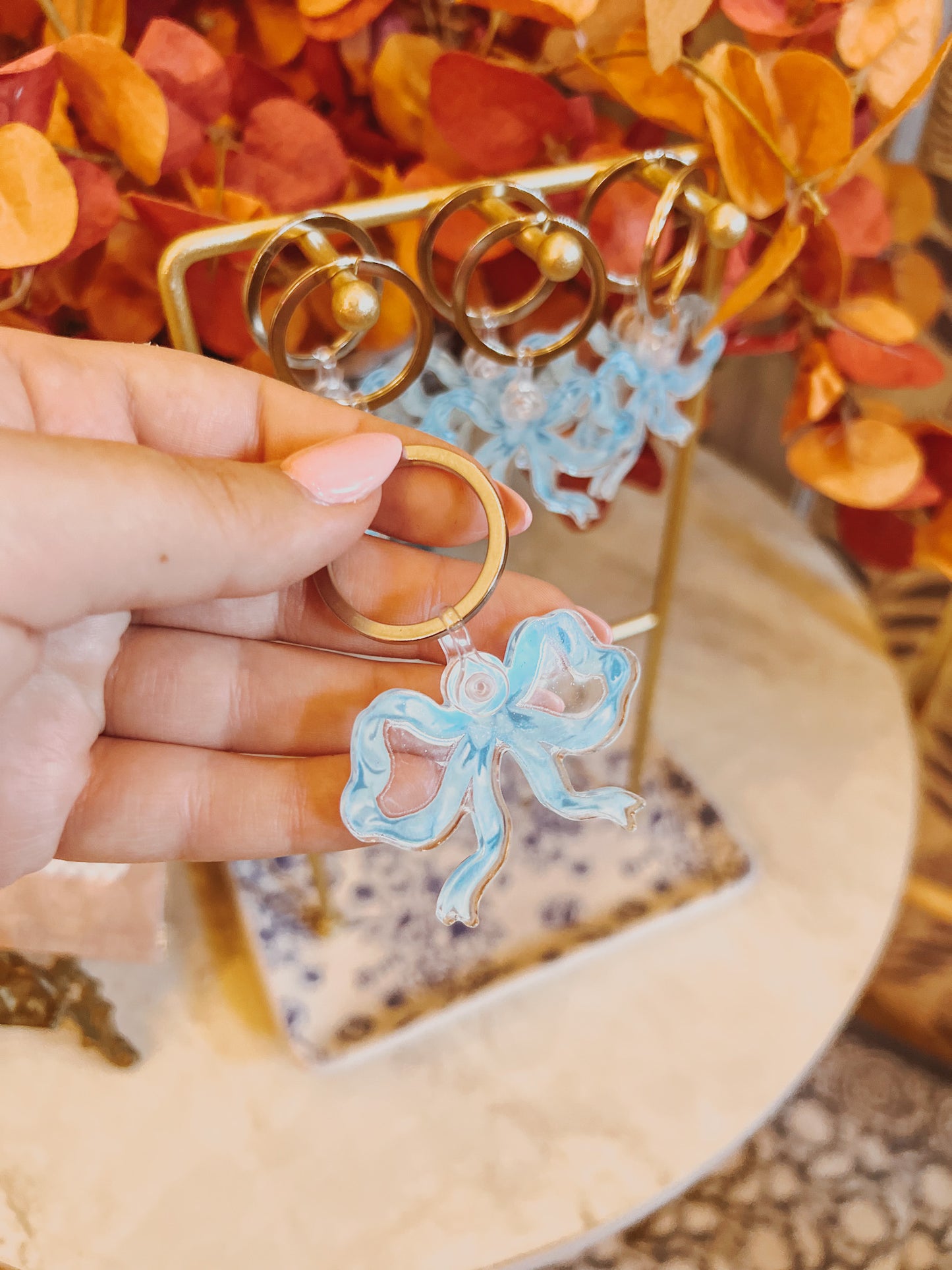 Watercolor Bow Keychain