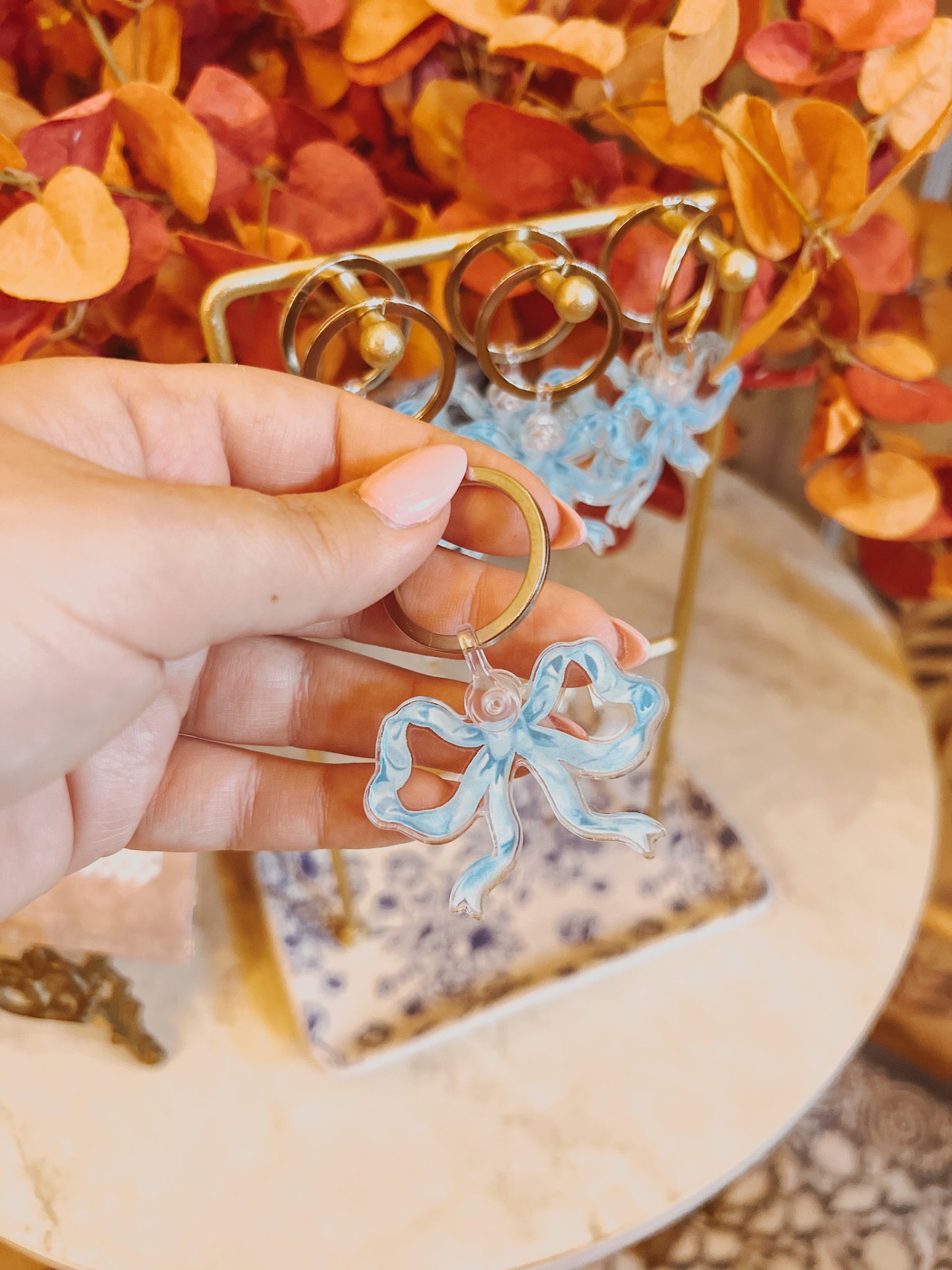 Watercolor Bow Keychain