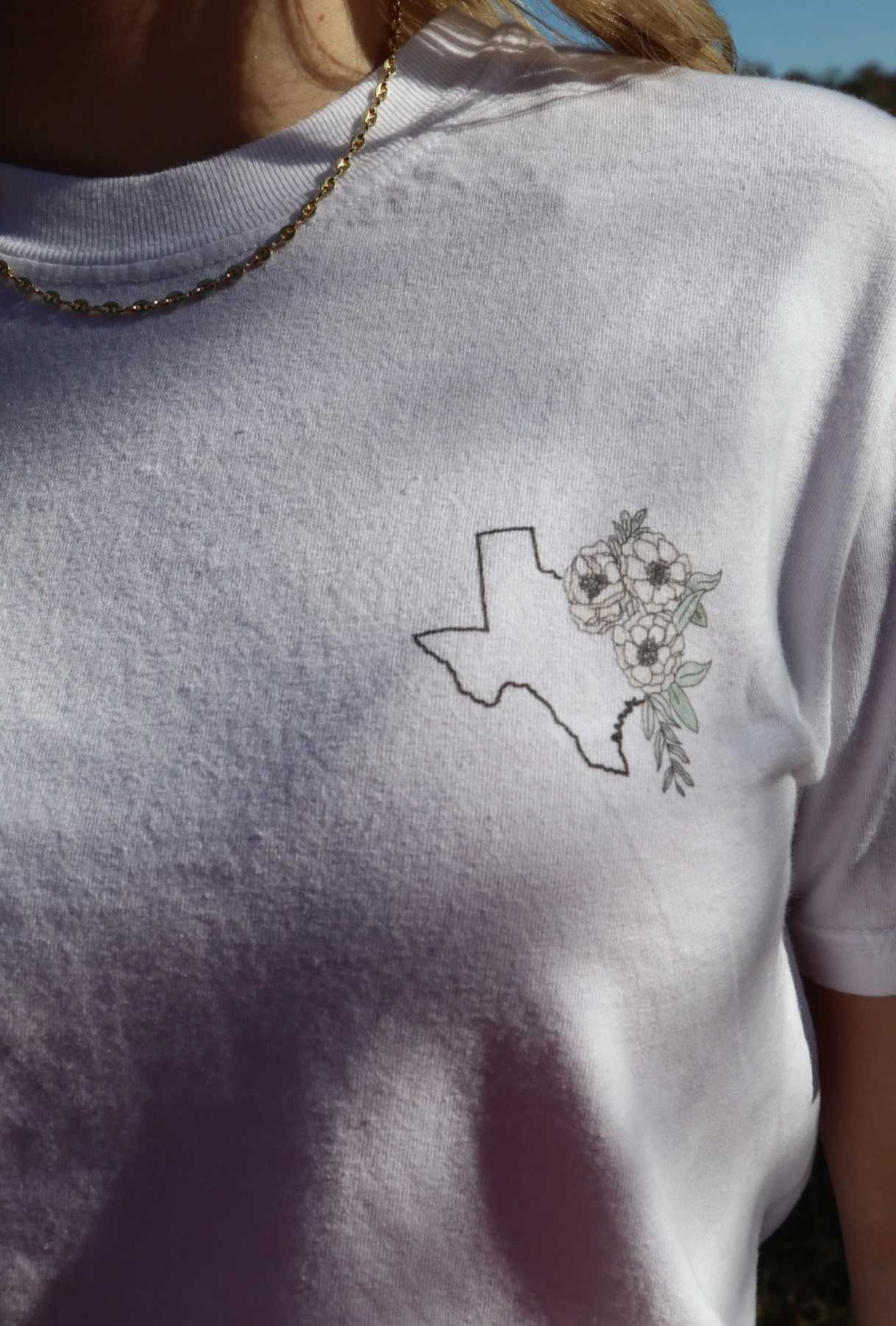 White Floral Texas Tee