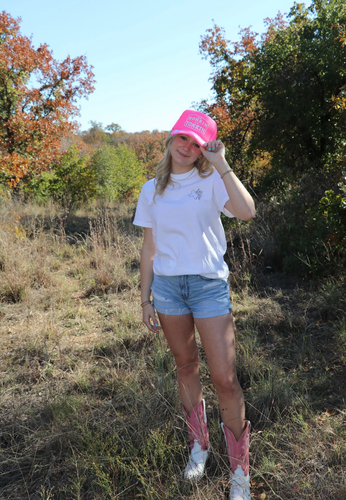 White Floral Texas Tee