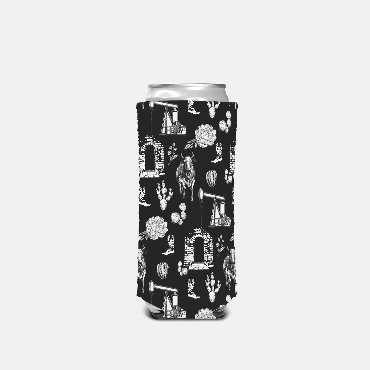 Graham Toile B&W Slim Can Koozie