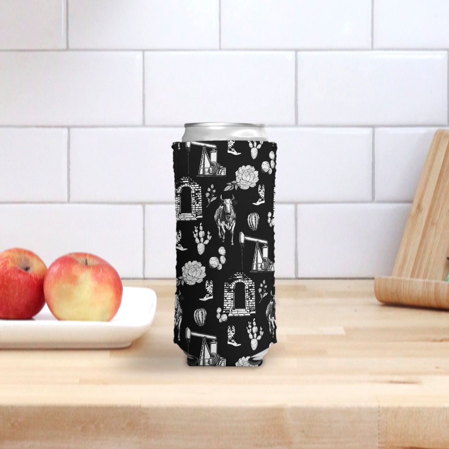 Graham Toile B&W Slim Can Koozie