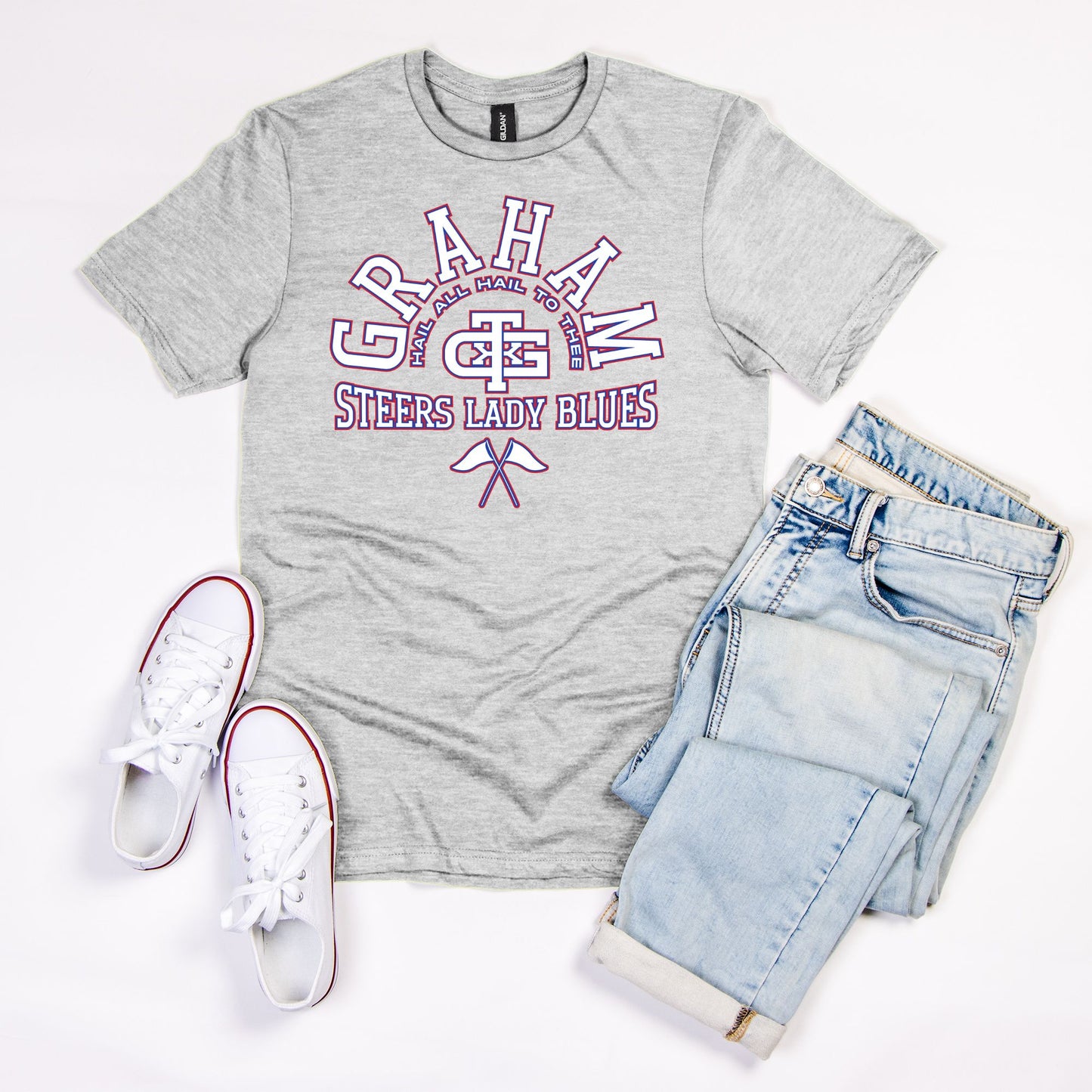 GTX Monogram Tee | Heathered Gray | Steers & Lady Blues Game Day Tee