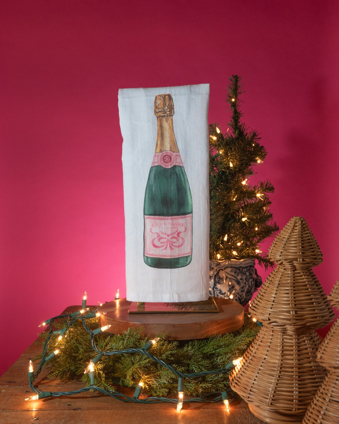 Champagne Tea Towel (Pink)