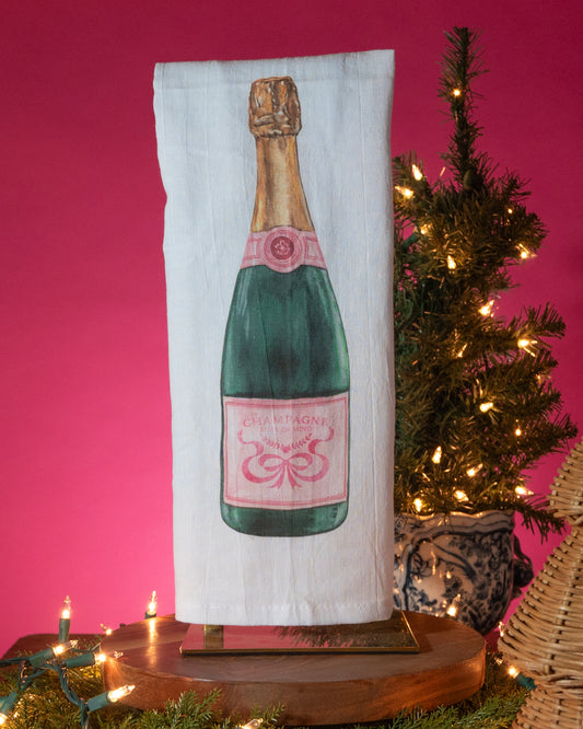 Champagne Tea Towel (Pink)