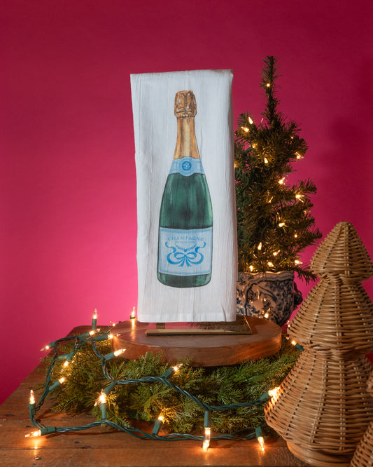 Champagne Tea Towel (Blue)