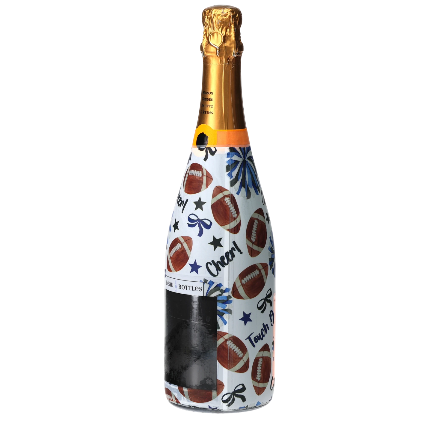 Royal Blue & White Game Day Champagne Bottle Wrap
