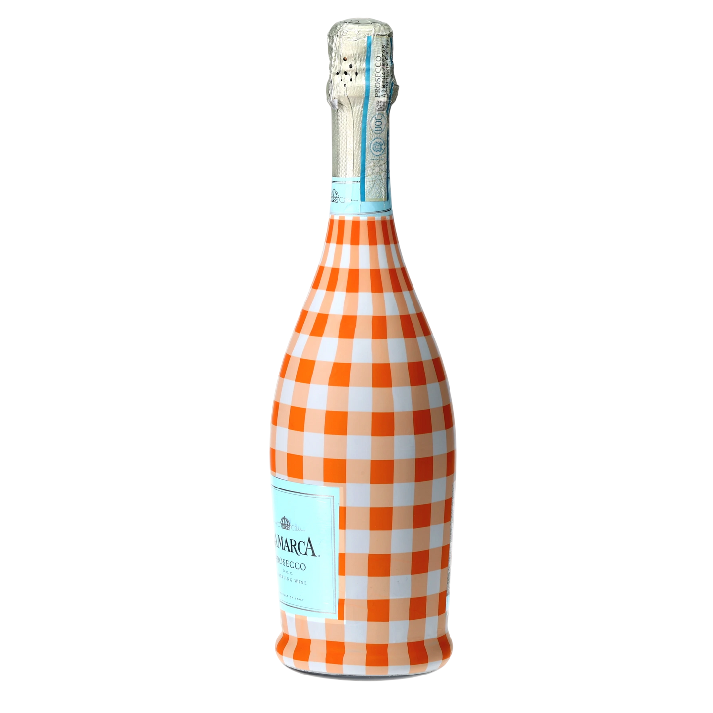 Orange & White Gingham Prosecco Bottle Wrap