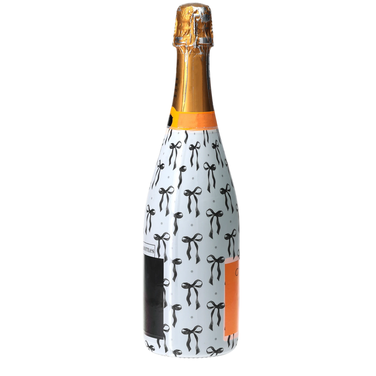 Grandmillennial Black Bow Champagne Bottle Wrap