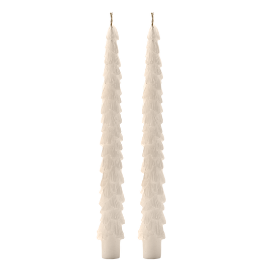 Cream Tree Taper Candles, Set of 2