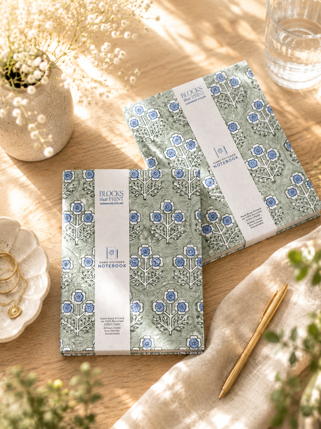 Green Buti Hand Block Printed Journals