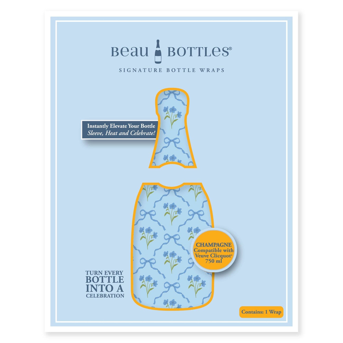 Beau Bottles Blue Bows and Blossoms - Champagne Collection