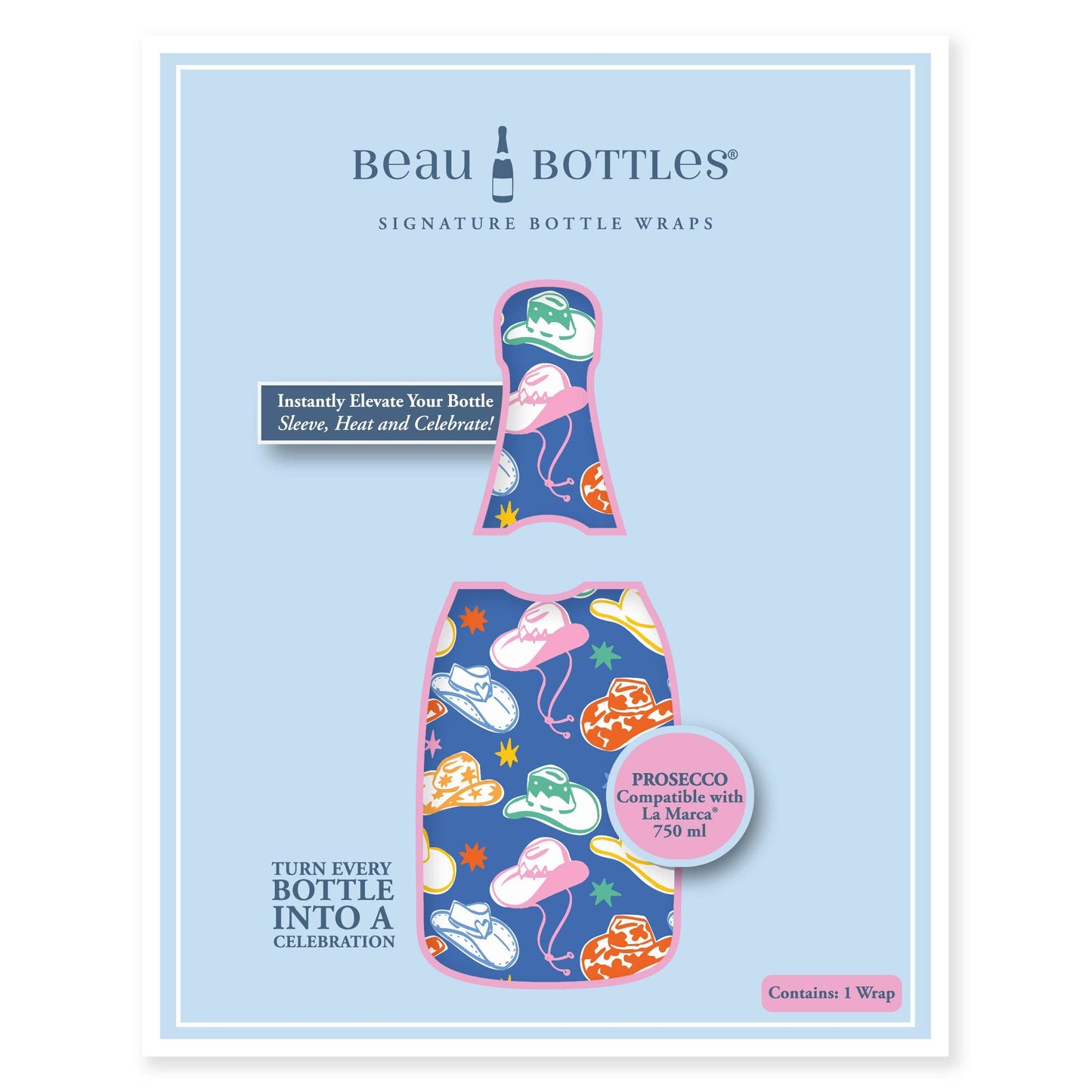 Beau Bottles Colorful Western Hats- Prosecco Collection