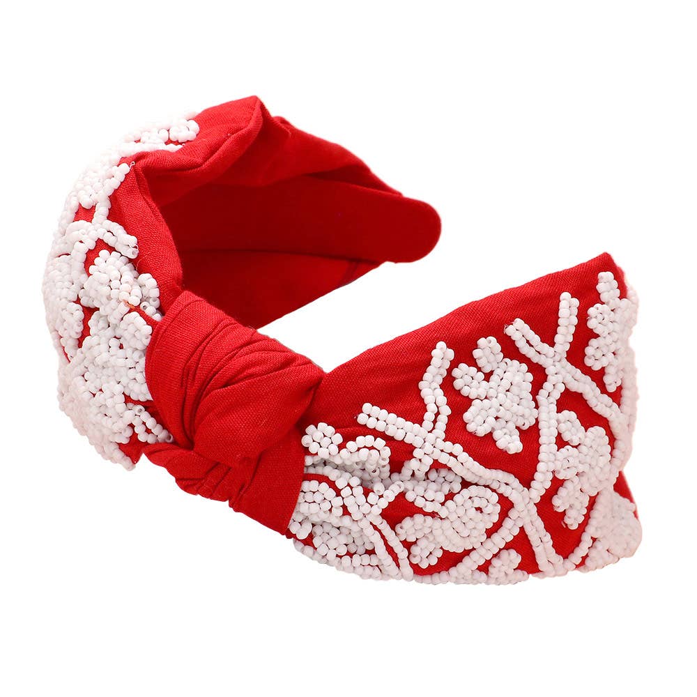 Red Game Day Seed Beaded Headband