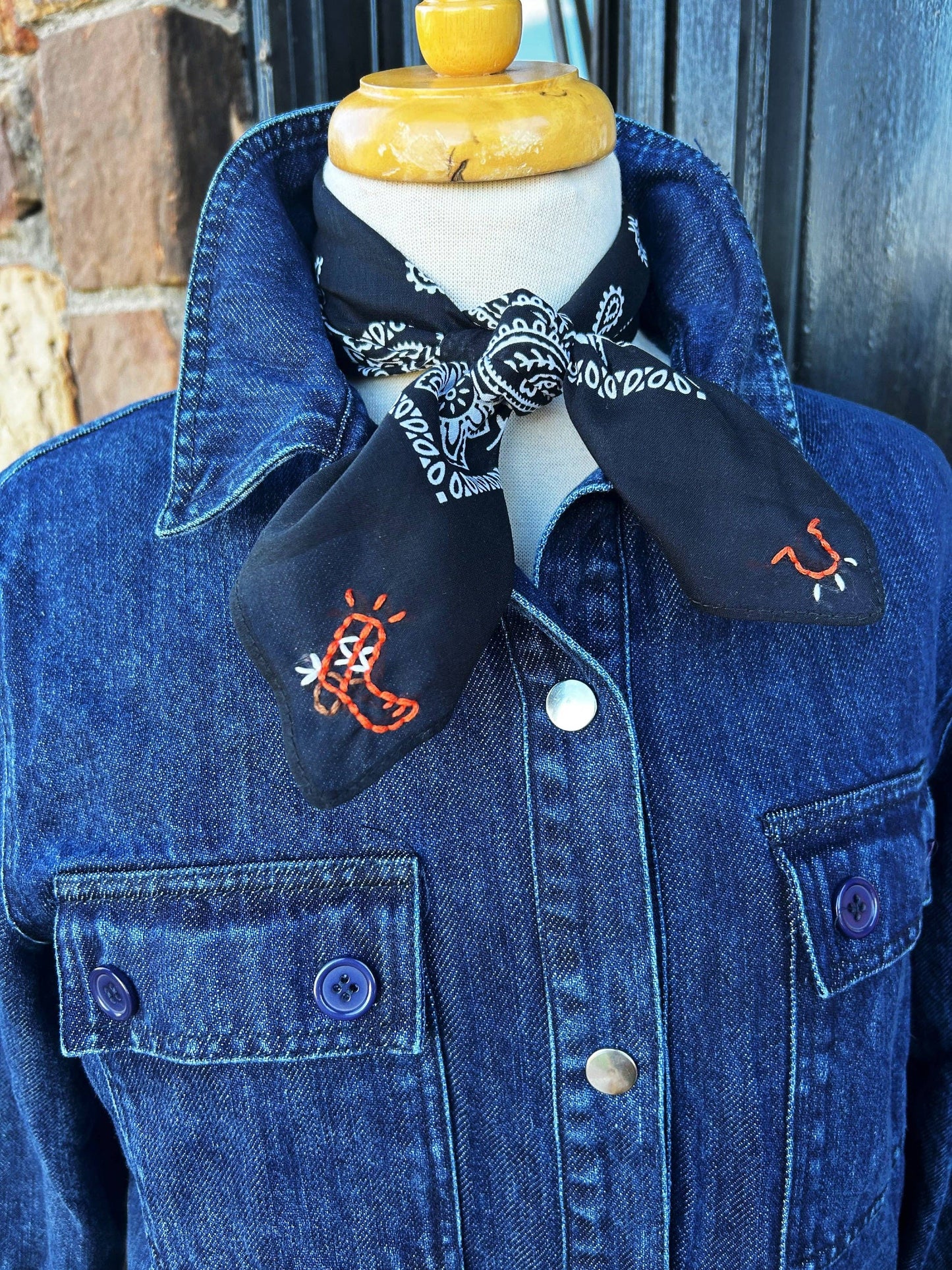 Embroidered Cowboy Bandana | Blackish Navy