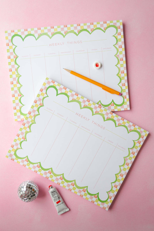Whimsical weekly things checker print notepad