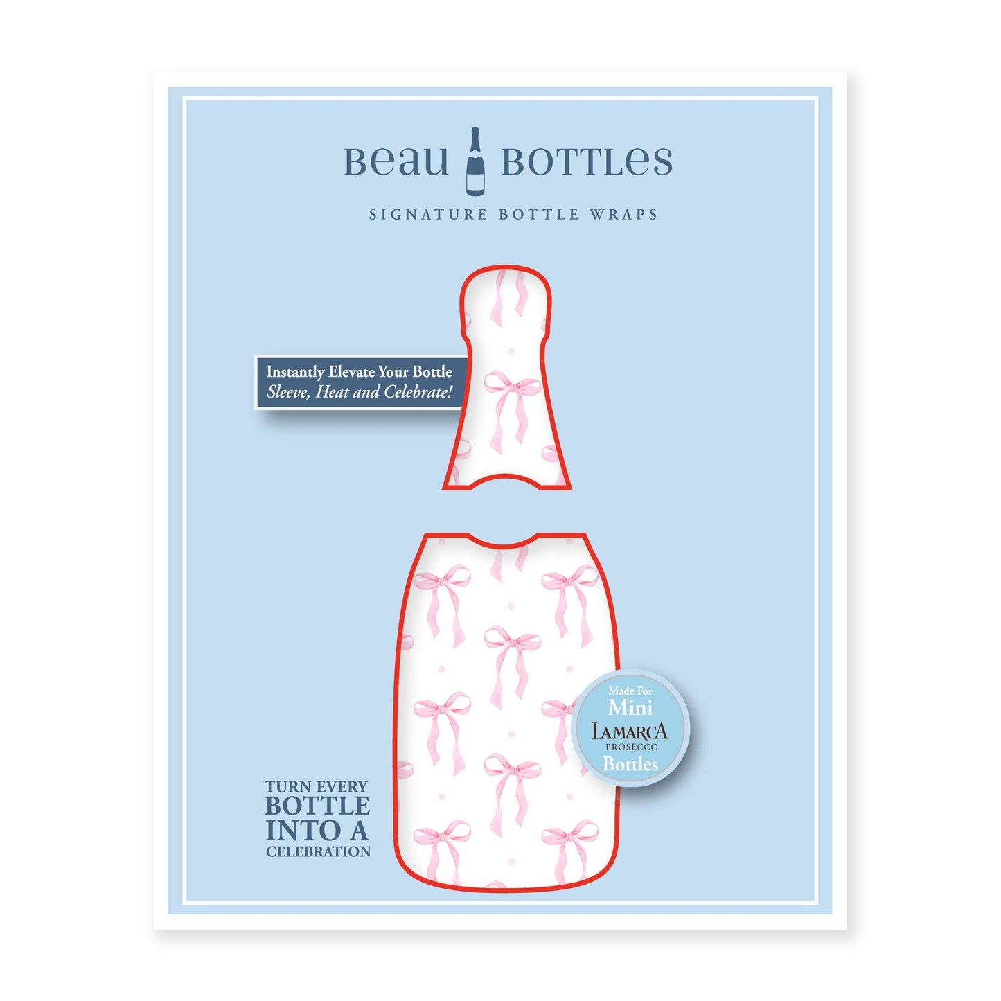 Beau Bottles Pink Bows - MINI Prosecco Collection - Six Pack