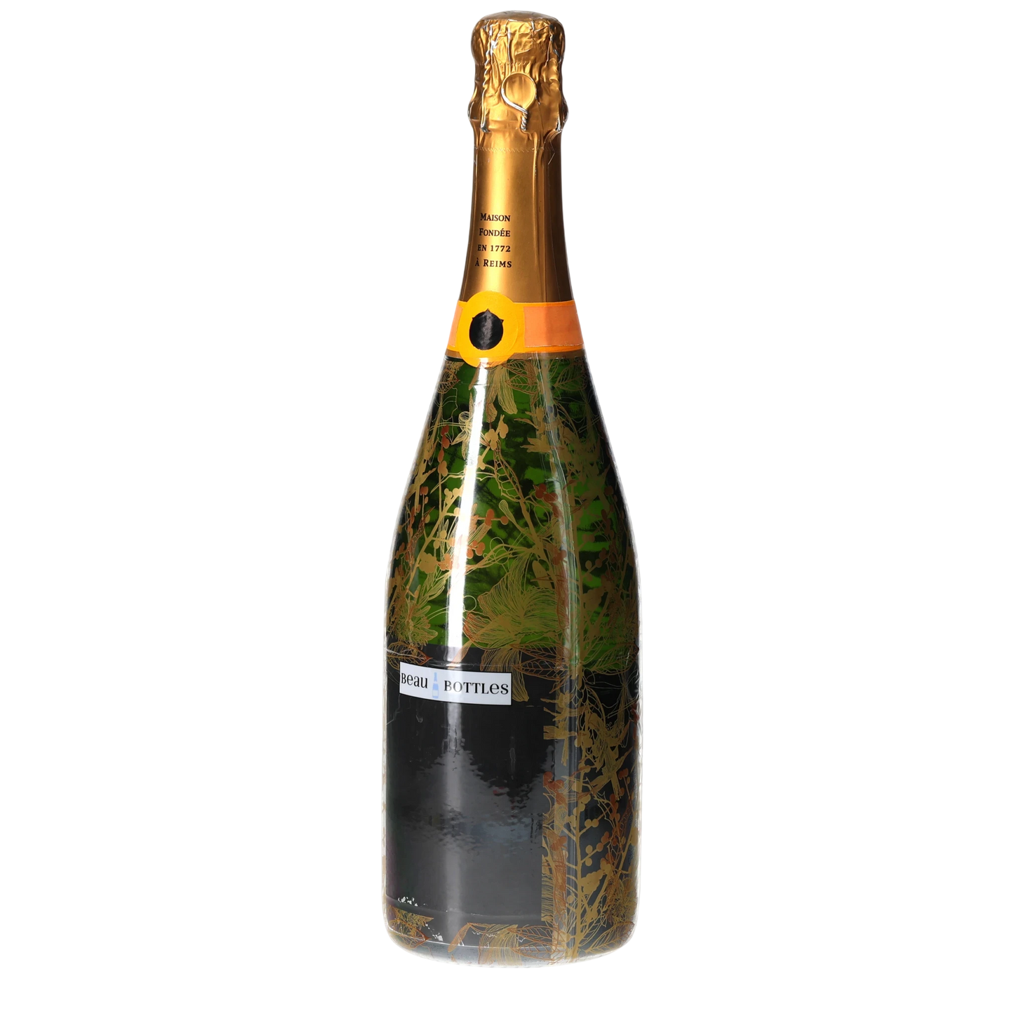 Clear Golden Botanical Champagne Bottle Wrap
