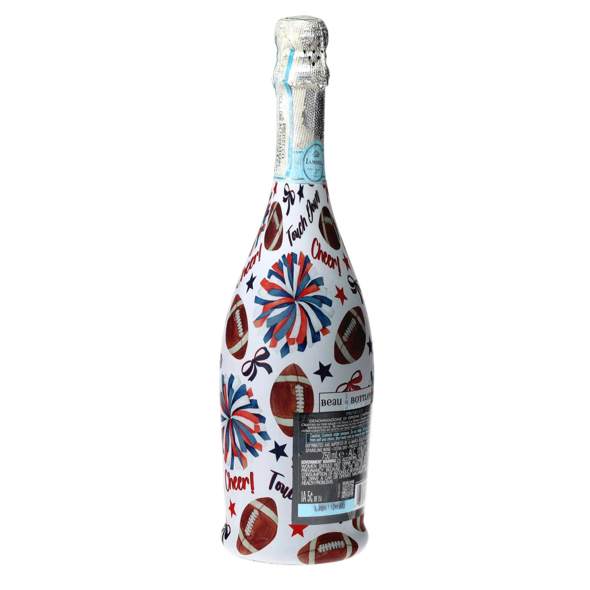 Red & Navy Game Day Prosecco Bottle Wrap