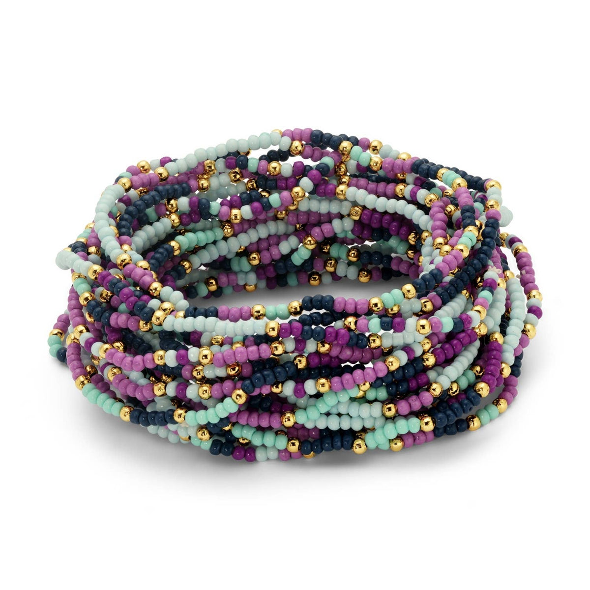 Assorted 2mm Stretch Seed Bead Bracelets: Coral/Light Blue/Lime