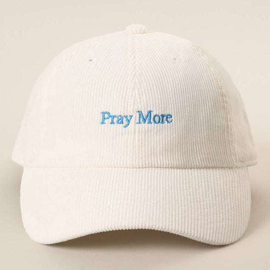 Off White Pray More Embroidered Corduroy Baseball Cap