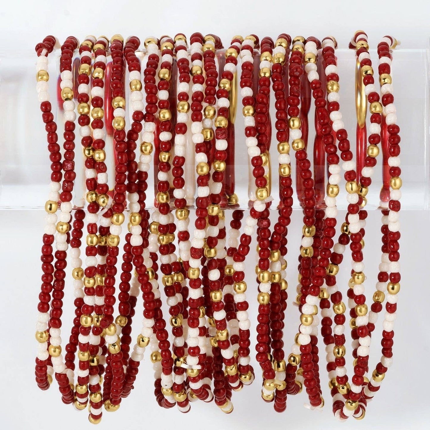 Stretch Seed Bead GAME DAY Bracelets: Navy/Light Blue/White