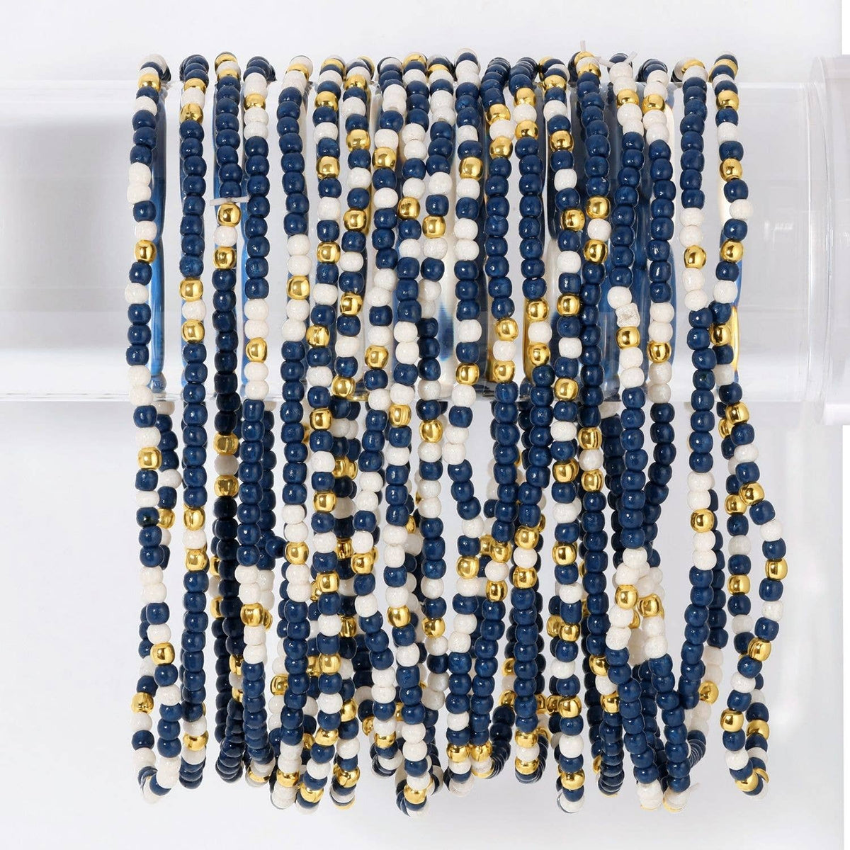 Stretch Seed Bead GAME DAY Bracelets: Red/Black/White