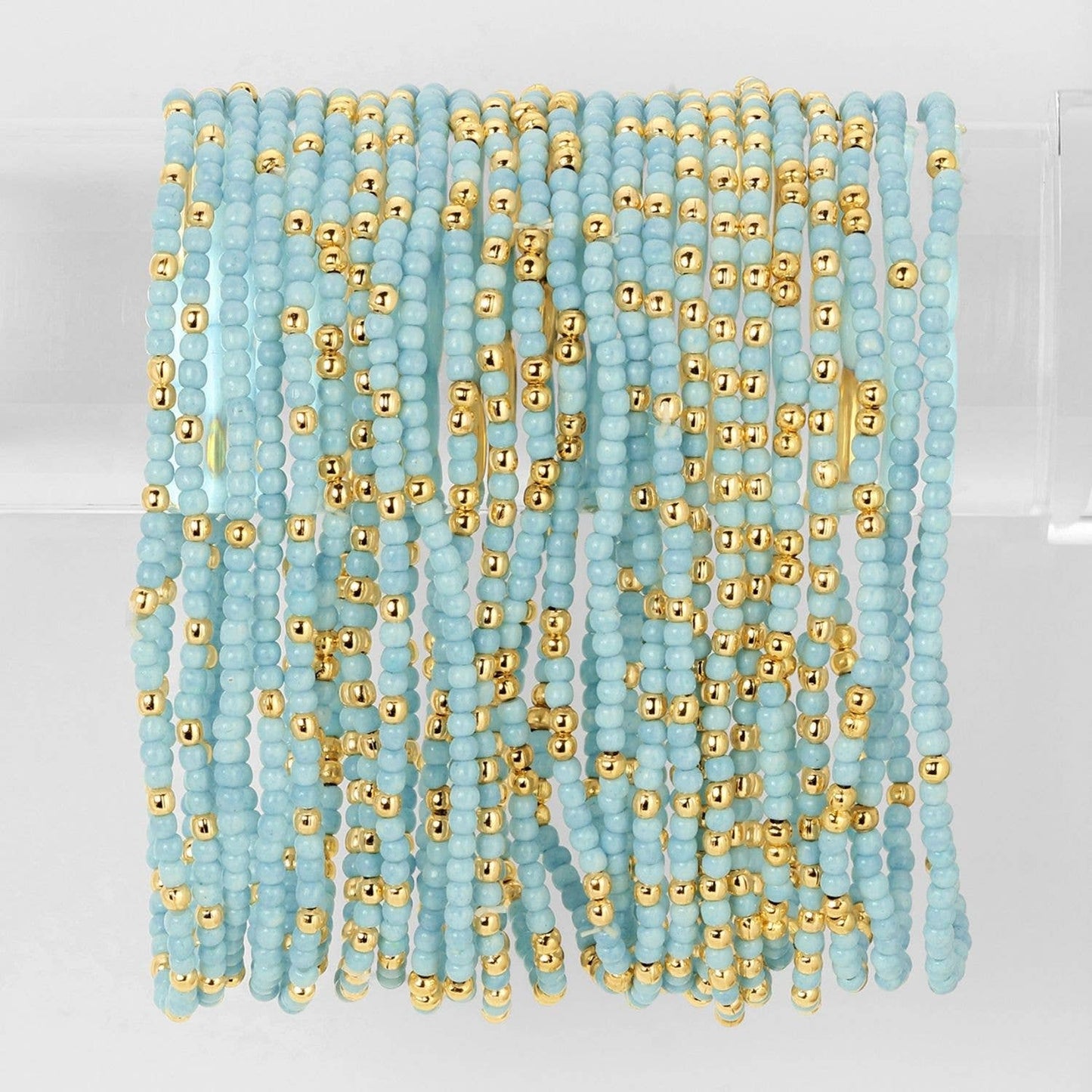 Solid Color 2mm Seed Bead Bracelets: Light Blue