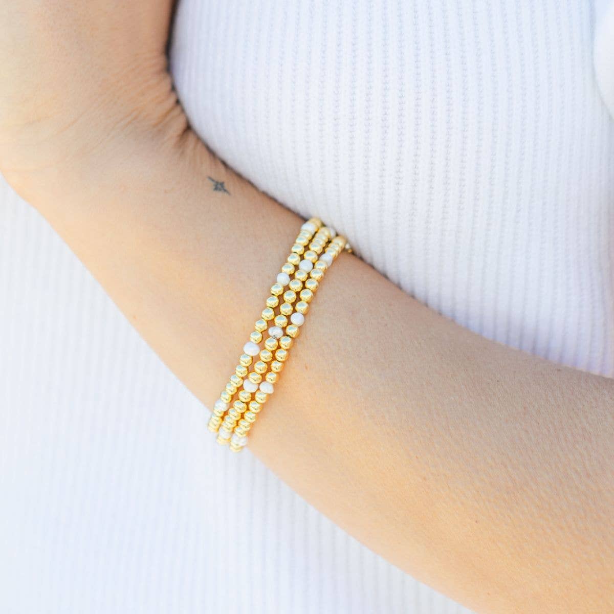 4mm Bead & Pearl Stretch Bracelets