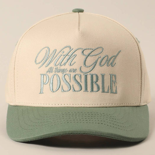 SAGE With God All Possible Embroidery Baseball Cap