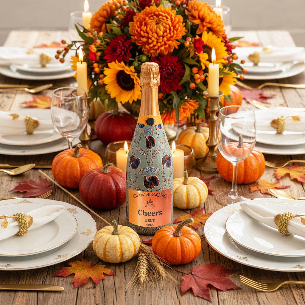 Autumn Turkey Trellis Champagne Bottle Wrap