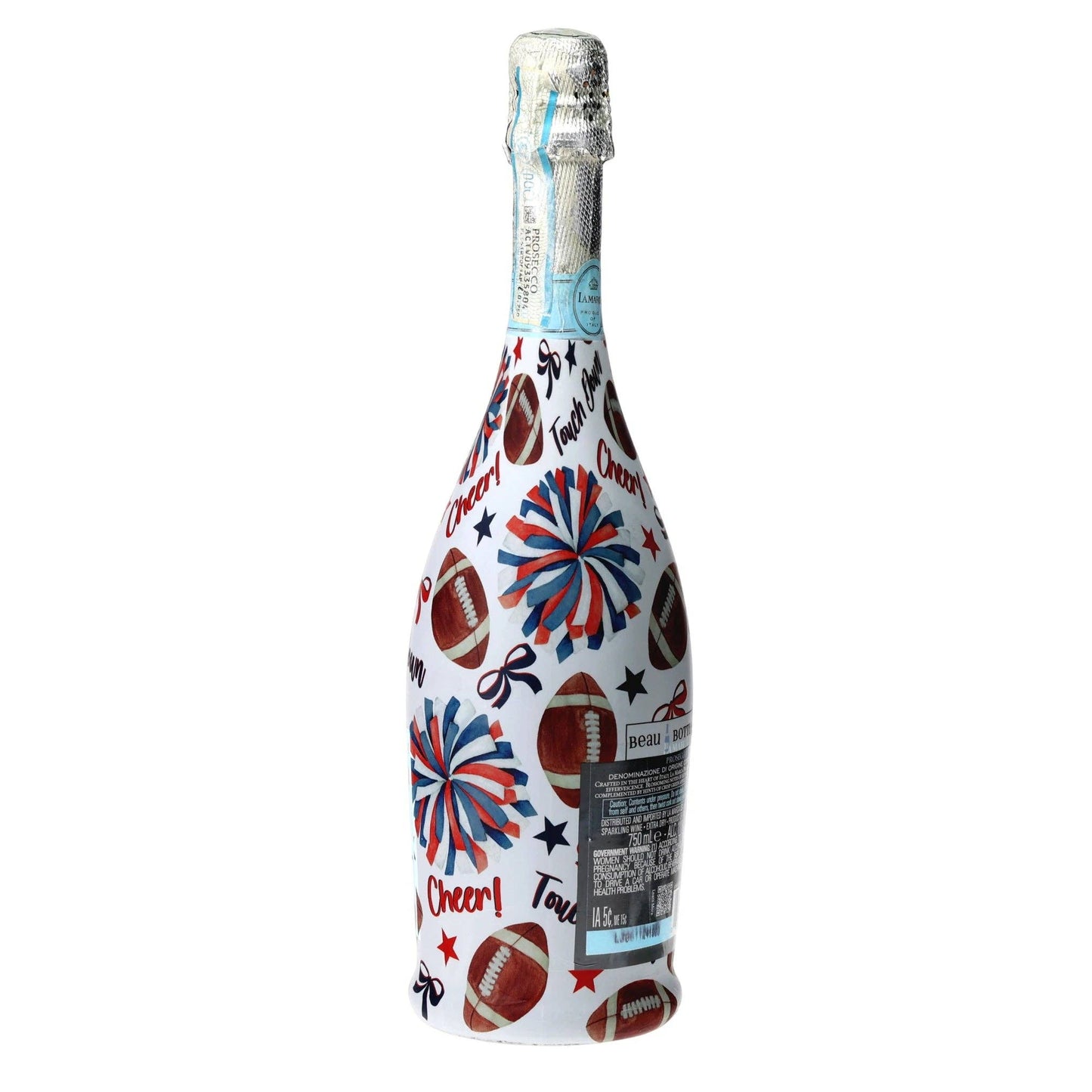 Red & Navy Game Day Prosecco Bottle Wrap