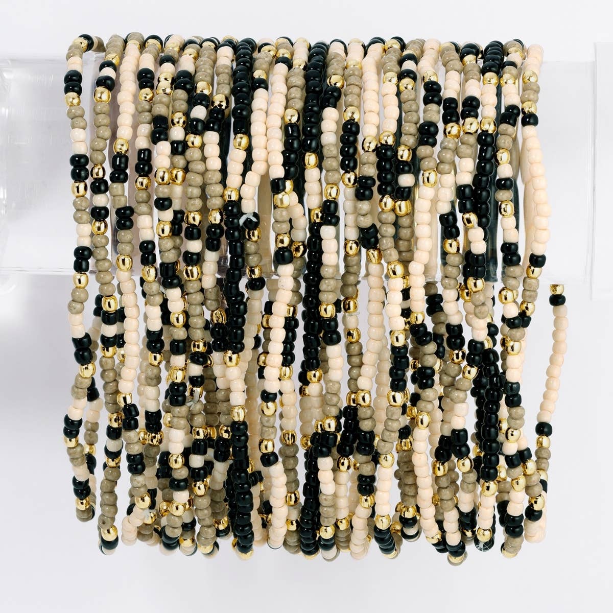 Assorted 2mm Stretch Seed Bead Bracelets: Coral/Light Blue/Lime