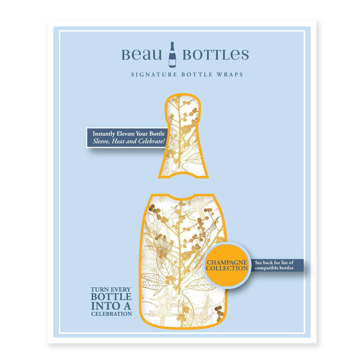 Clear Golden Botanical Champagne Bottle Wrap