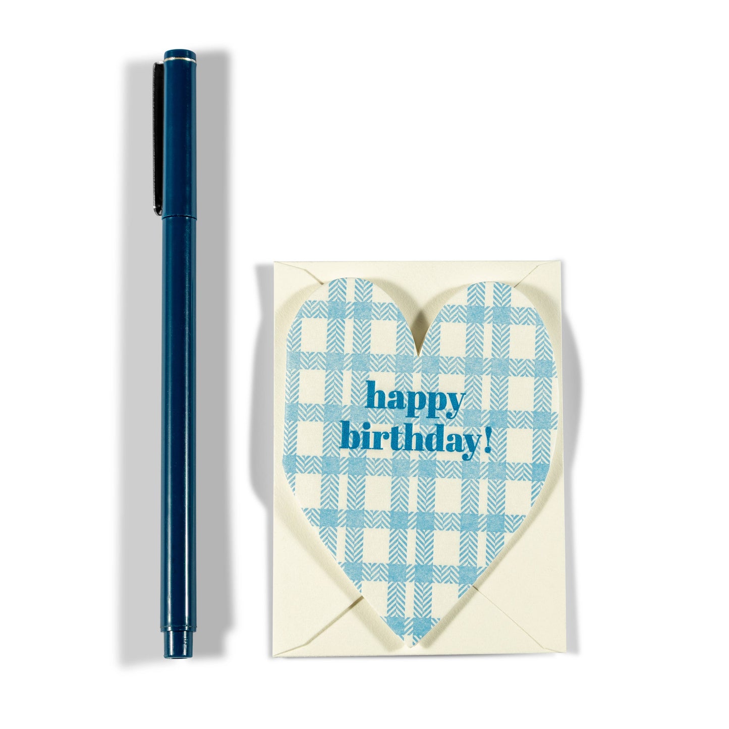 Mini Letterpress Enclosure Card | Blue Plaid Birthday