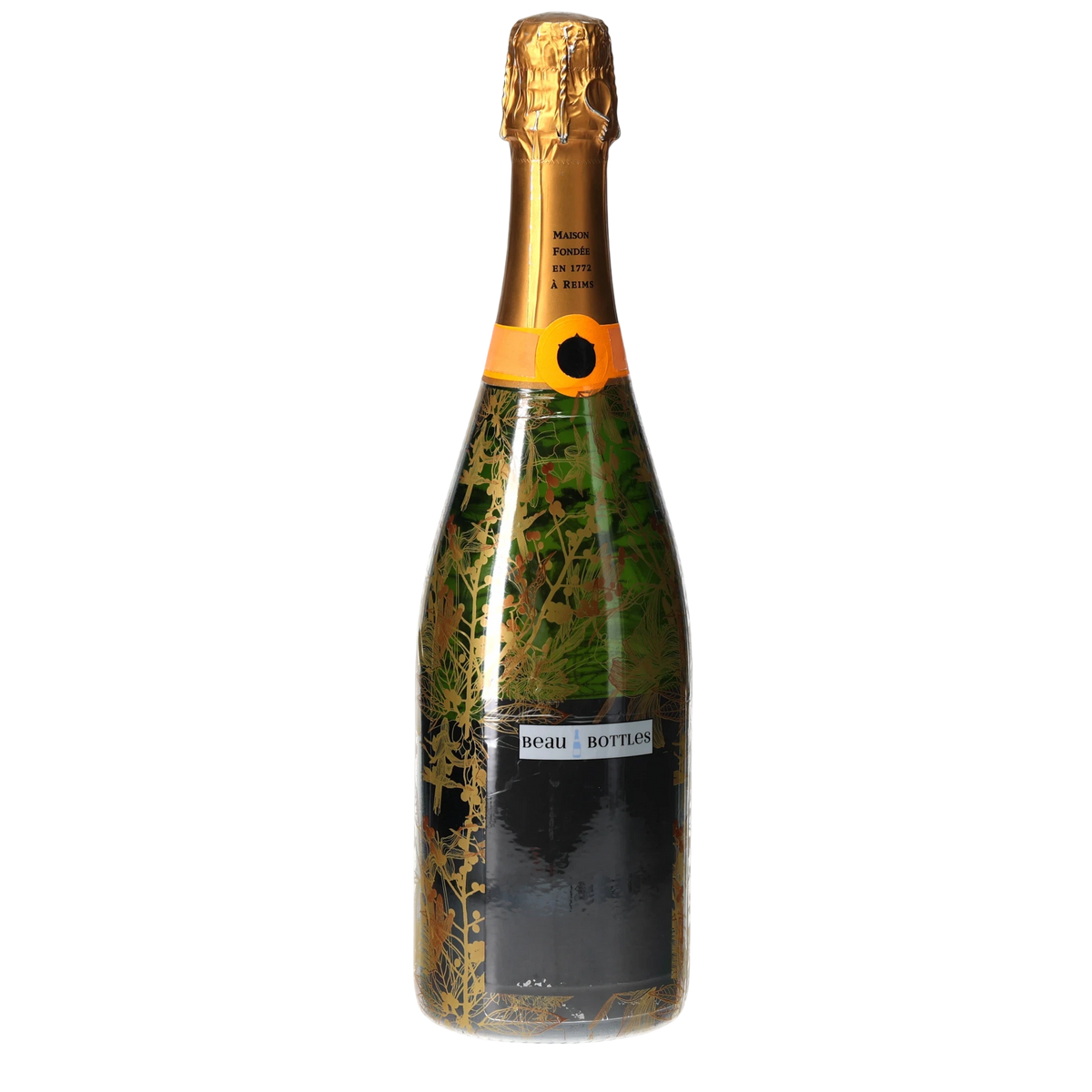 Clear Golden Botanical Champagne Bottle Wrap