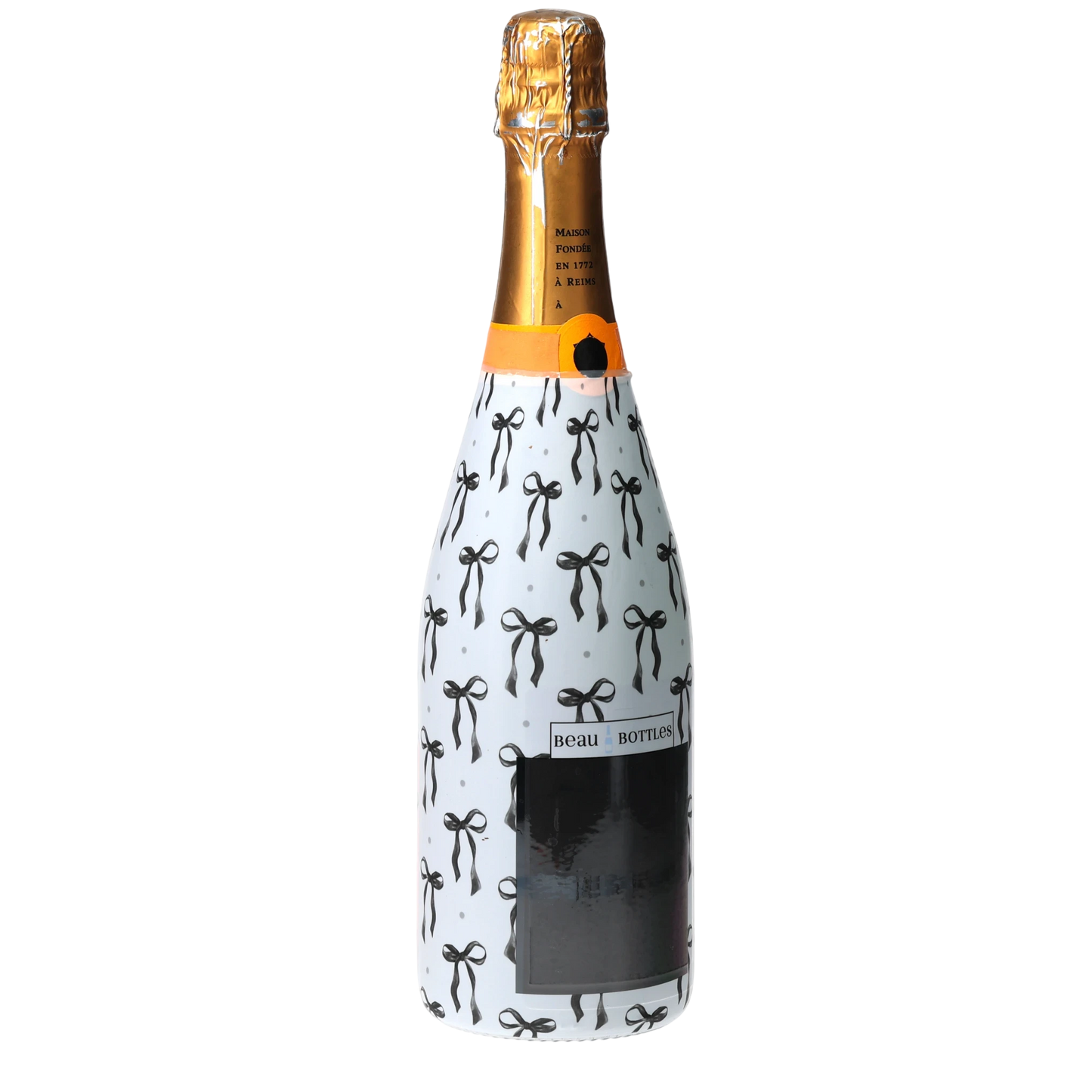 Grandmillennial Black Bow Champagne Bottle Wrap