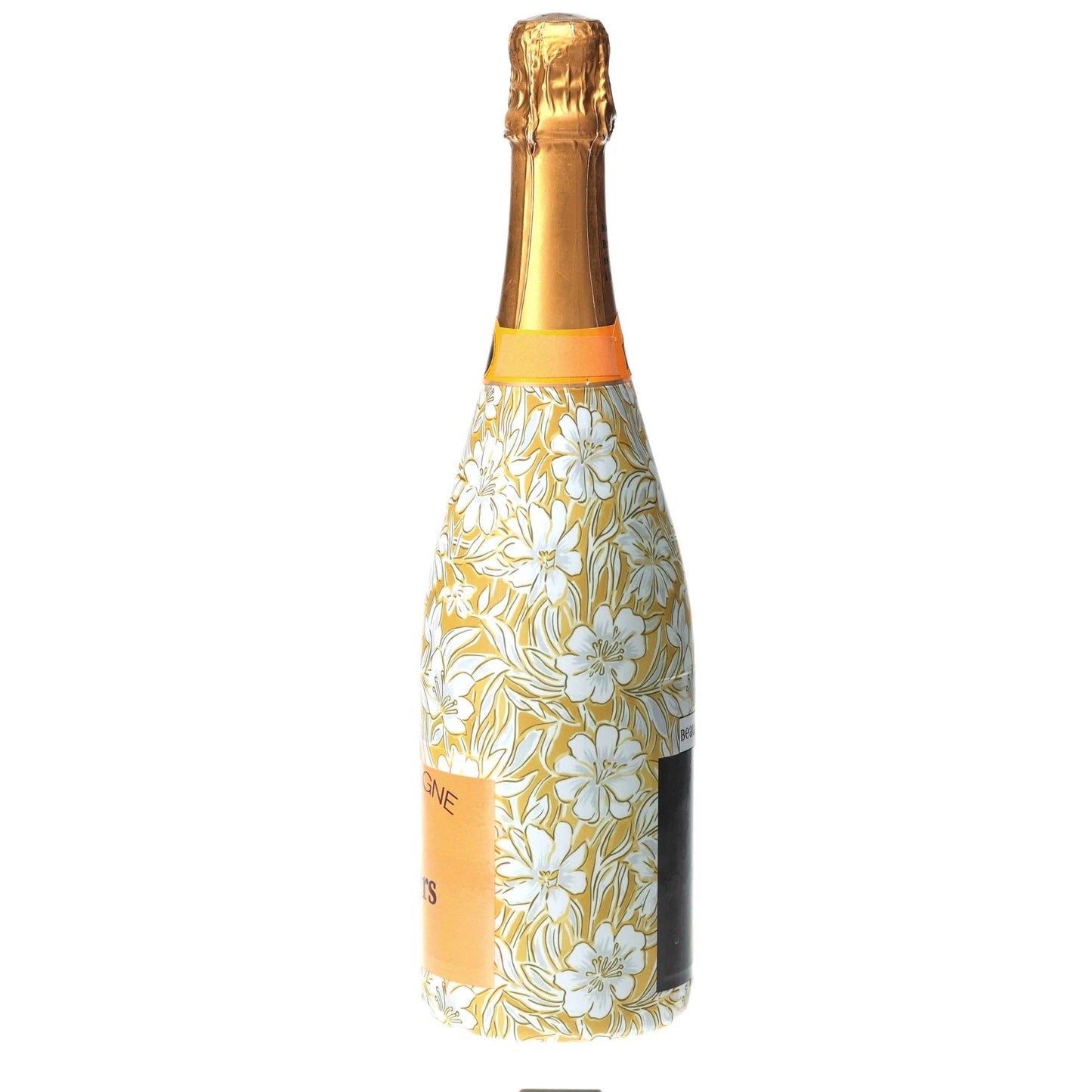 Grandmillennial Gold Flower Champagne Bottle Wrap