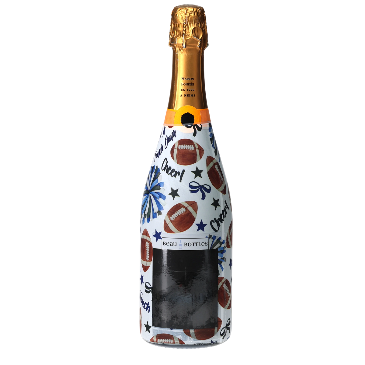 Royal Blue & White Game Day Champagne Bottle Wrap