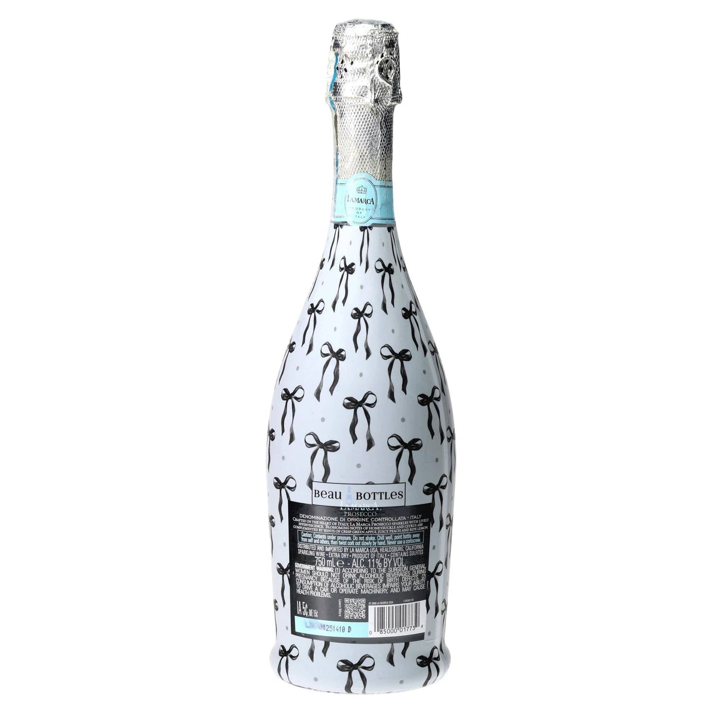 Grandmillennial Black Bows Prosecco Bottle Wrap