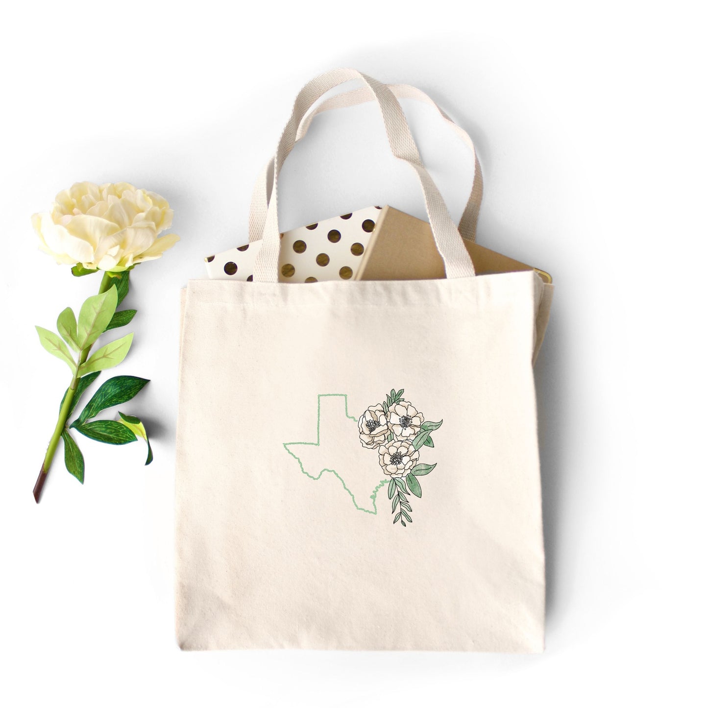 Hand Drawn Texas Floral Tote Bag