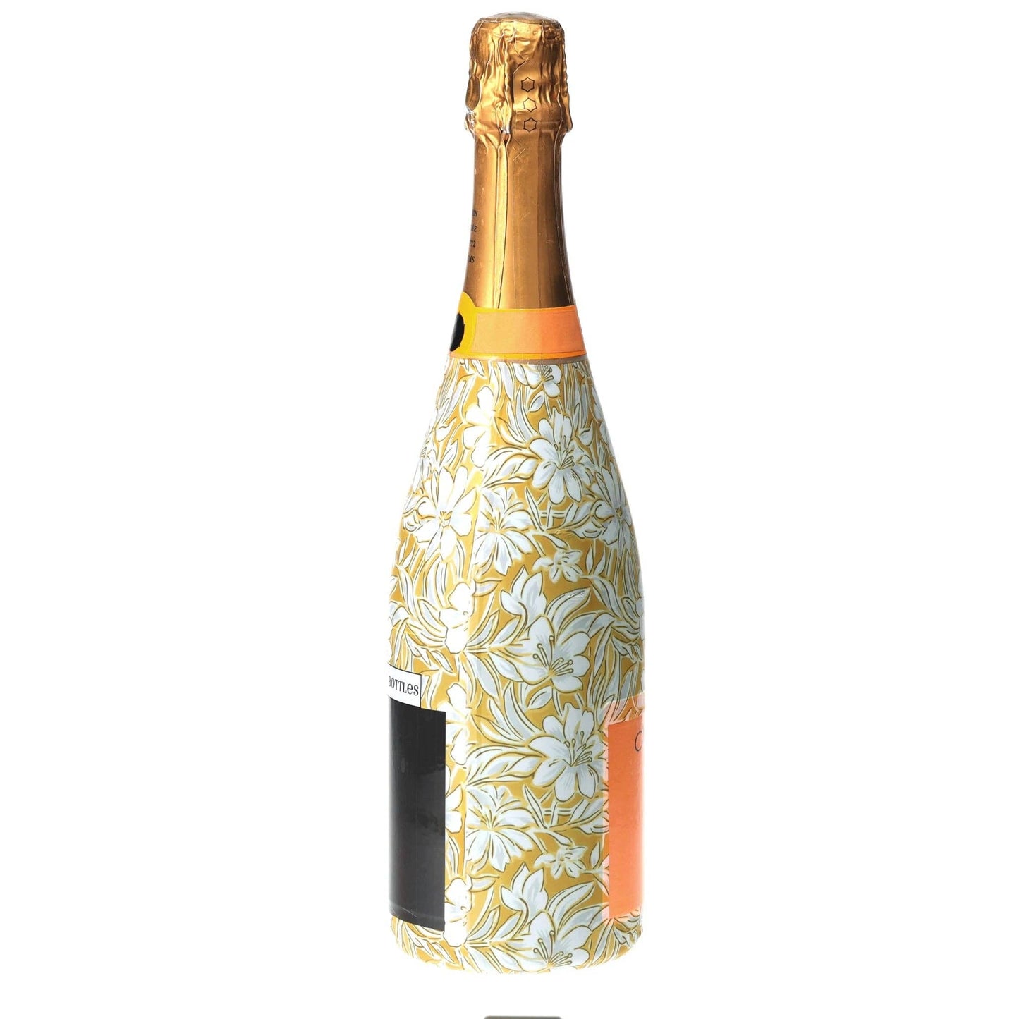 Grandmillennial Gold Flower Champagne Bottle Wrap