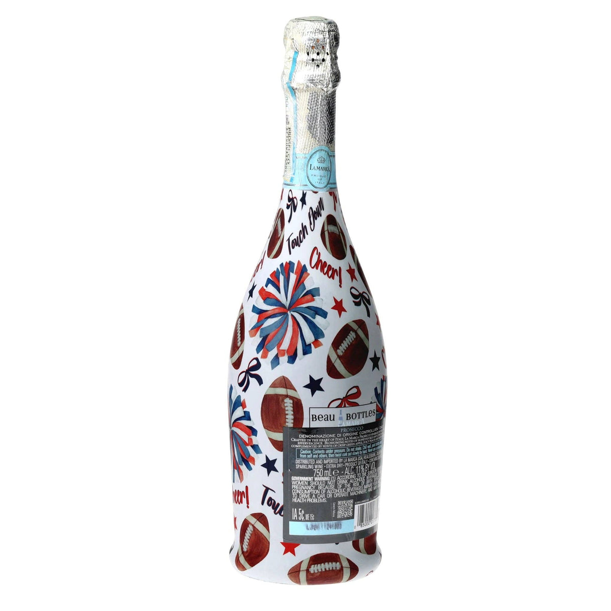 Red & Navy Game Day Prosecco Bottle Wrap