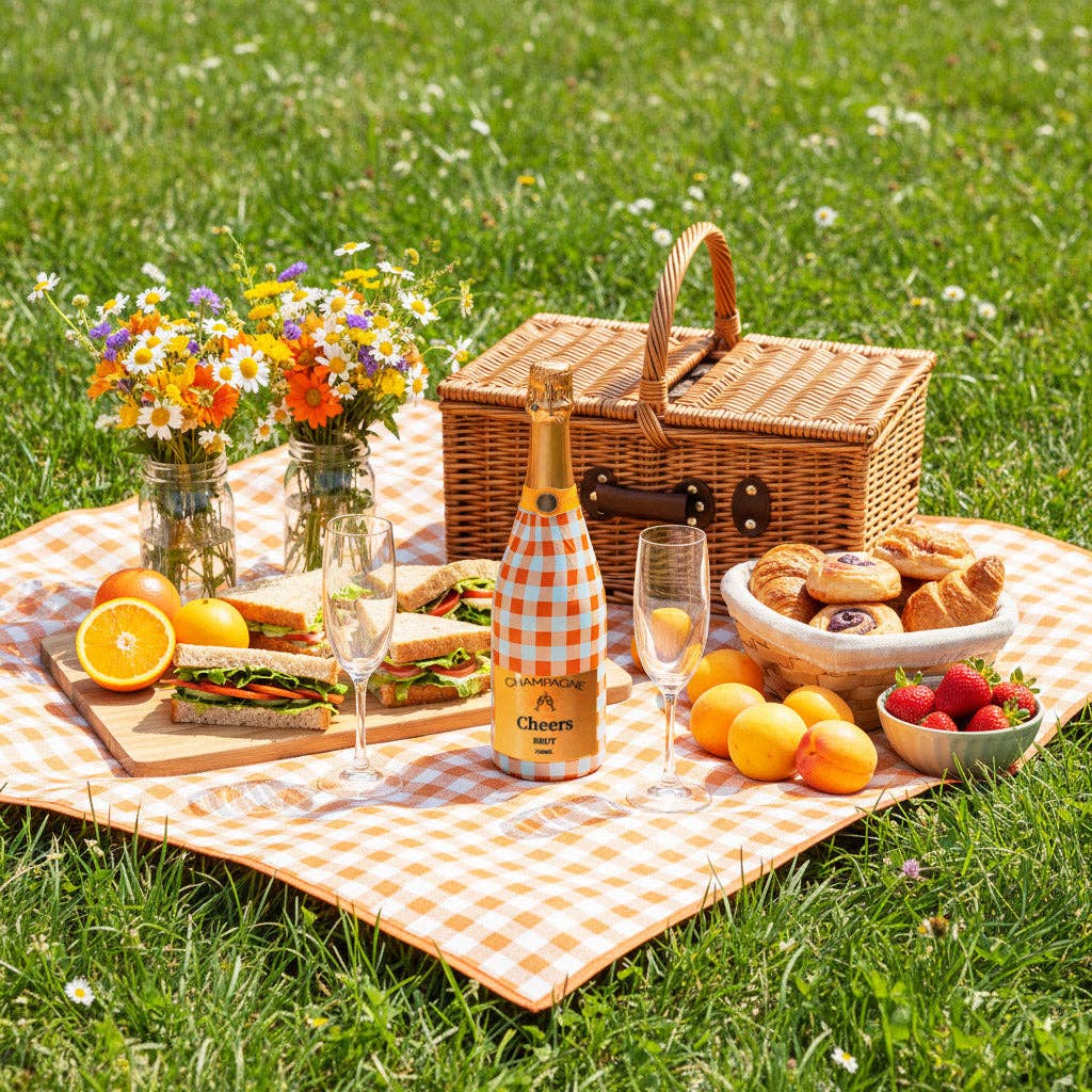 Orange & White Gingham  Champagne