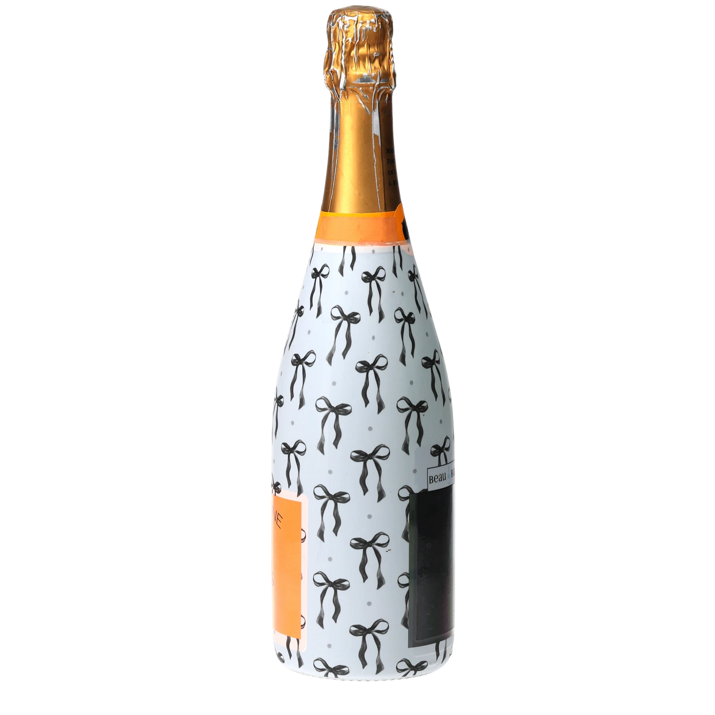 Grandmillennial Black Bow Champagne Bottle Wrap